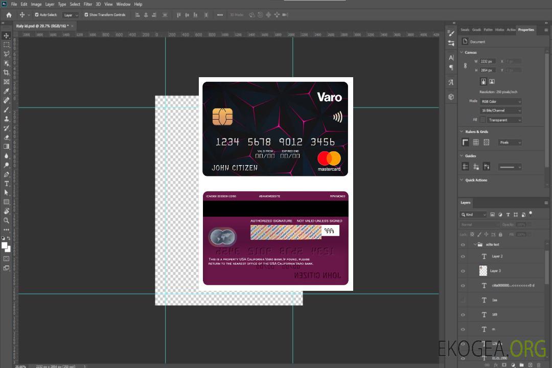 Mastercard de la banque Varo, États-Unis, Californie template